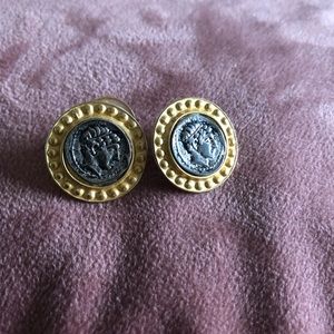 Gold and silver coin earrings.